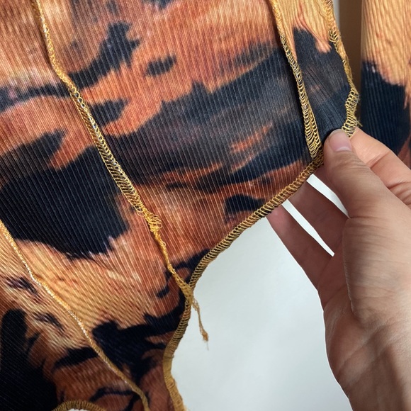 Fashion Nova Drip Splash tie dye bodysuit in rust combo size 2X - Picture 7 of 14